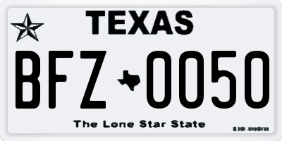 TX license plate BFZ0050