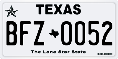 TX license plate BFZ0052