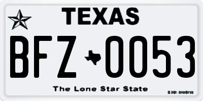 TX license plate BFZ0053