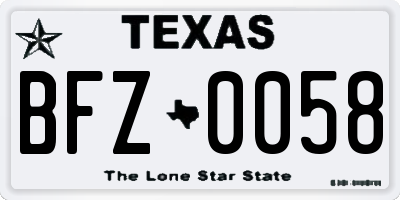 TX license plate BFZ0058