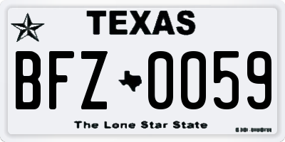 TX license plate BFZ0059