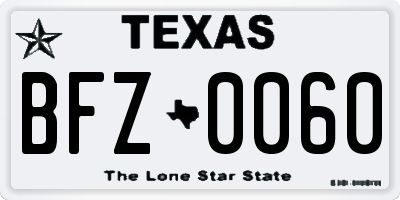 TX license plate BFZ0060