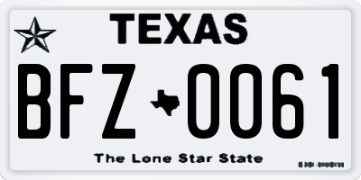 TX license plate BFZ0061