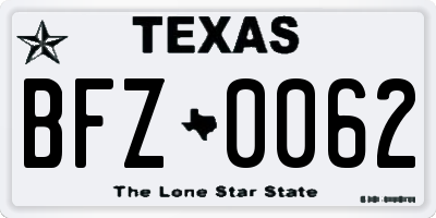 TX license plate BFZ0062