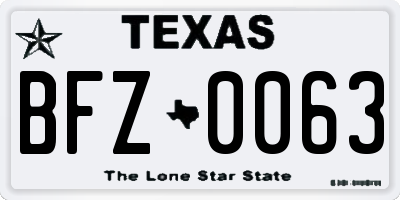 TX license plate BFZ0063