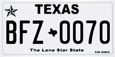 TX license plate BFZ0070