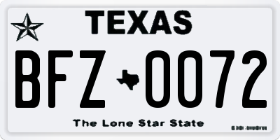TX license plate BFZ0072