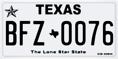TX license plate BFZ0076