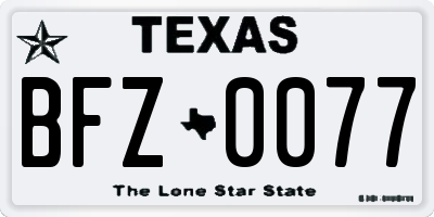 TX license plate BFZ0077