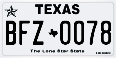 TX license plate BFZ0078