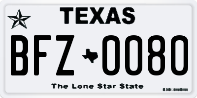 TX license plate BFZ0080