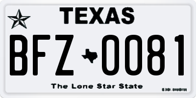 TX license plate BFZ0081