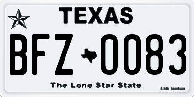 TX license plate BFZ0083
