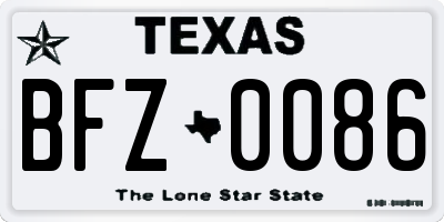 TX license plate BFZ0086