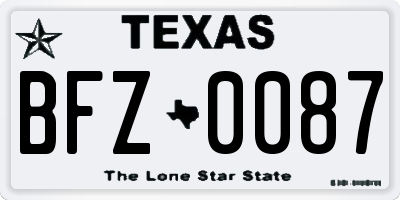 TX license plate BFZ0087