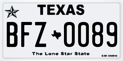 TX license plate BFZ0089