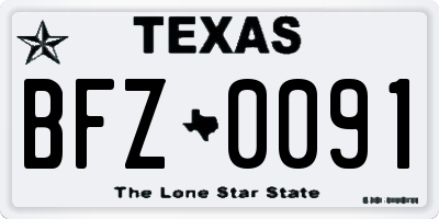 TX license plate BFZ0091