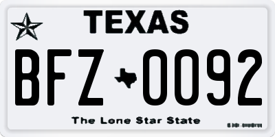 TX license plate BFZ0092