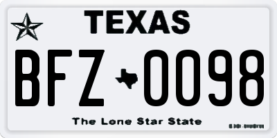 TX license plate BFZ0098