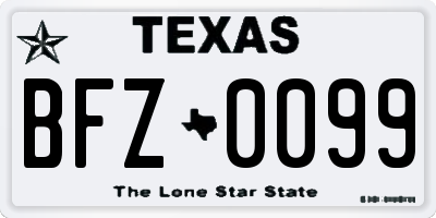 TX license plate BFZ0099