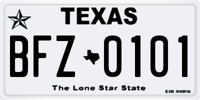 TX license plate BFZ0101