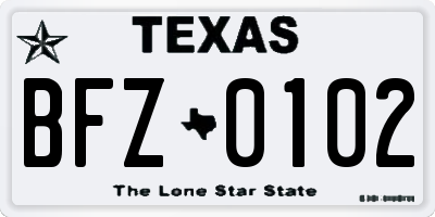 TX license plate BFZ0102