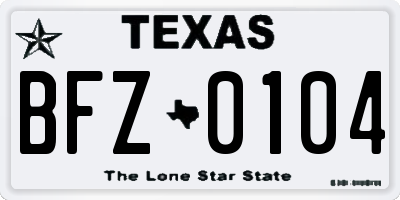 TX license plate BFZ0104