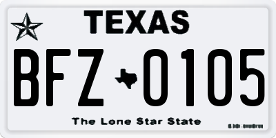TX license plate BFZ0105