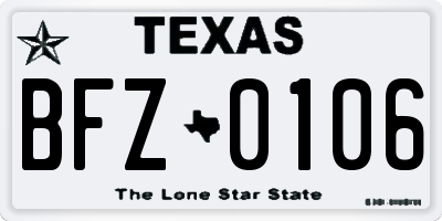 TX license plate BFZ0106