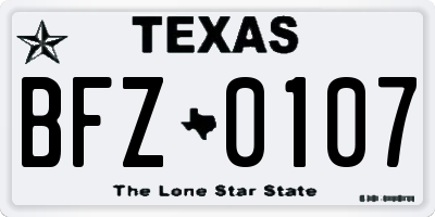 TX license plate BFZ0107