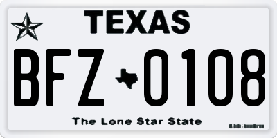 TX license plate BFZ0108