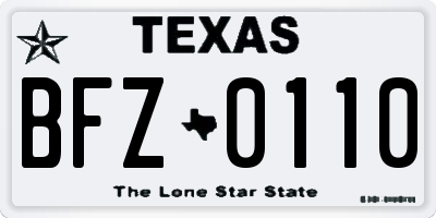 TX license plate BFZ0110