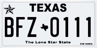 TX license plate BFZ0111