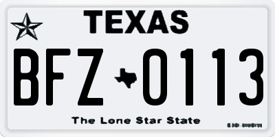 TX license plate BFZ0113