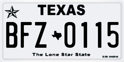 TX license plate BFZ0115