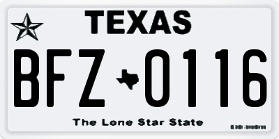 TX license plate BFZ0116