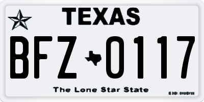 TX license plate BFZ0117