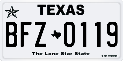 TX license plate BFZ0119
