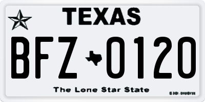 TX license plate BFZ0120