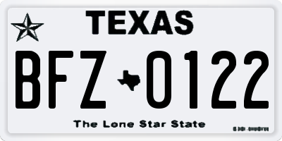 TX license plate BFZ0122