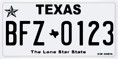 TX license plate BFZ0123