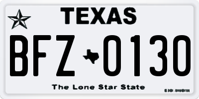 TX license plate BFZ0130