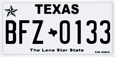 TX license plate BFZ0133