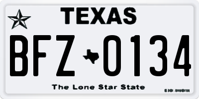 TX license plate BFZ0134