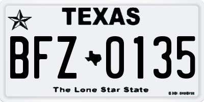 TX license plate BFZ0135