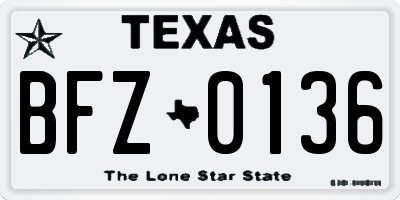 TX license plate BFZ0136