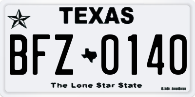 TX license plate BFZ0140