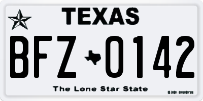 TX license plate BFZ0142