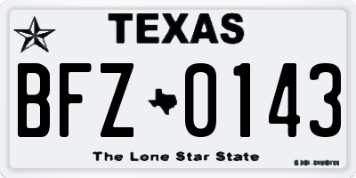 TX license plate BFZ0143