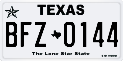 TX license plate BFZ0144